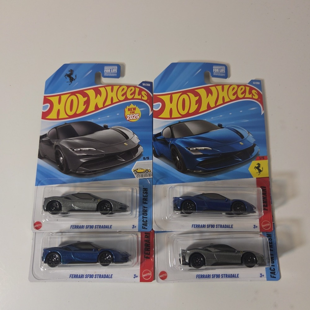 Hot Wheels Ferrari SF90 Stradale 1:64 Blue/Black 4 Cars